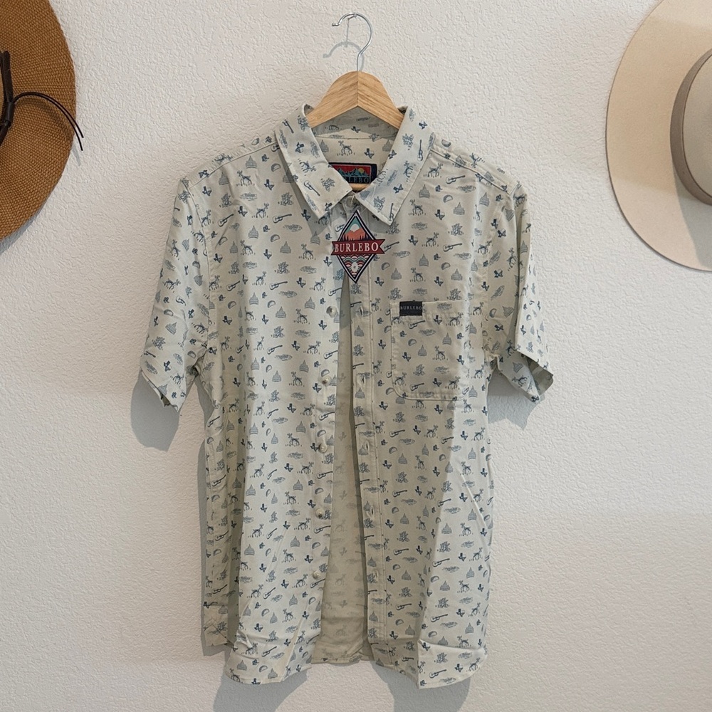 Hurley Men's Patterned Cream Button Down Shirt